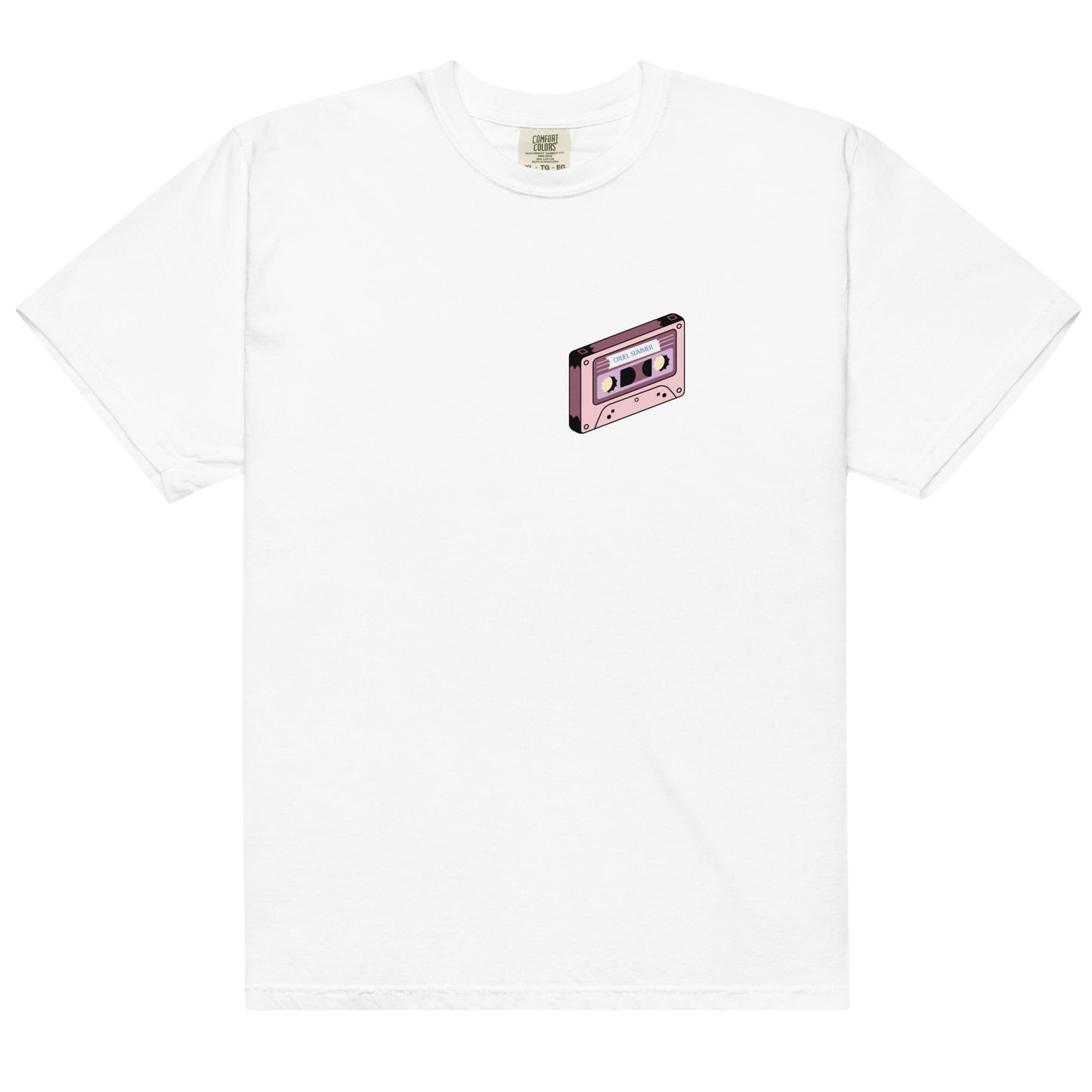Actual Fan Made Merch: Cruel Summer 80s Cassette Tape Front and 80s Poster Back Comfort Colors Shirt