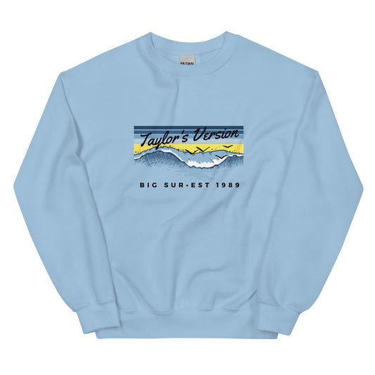 Actual Fan Made Merch: Sunrise Boulevard Yellow Edition -- 1989 Taylor's Version Big Sur Crewneck
