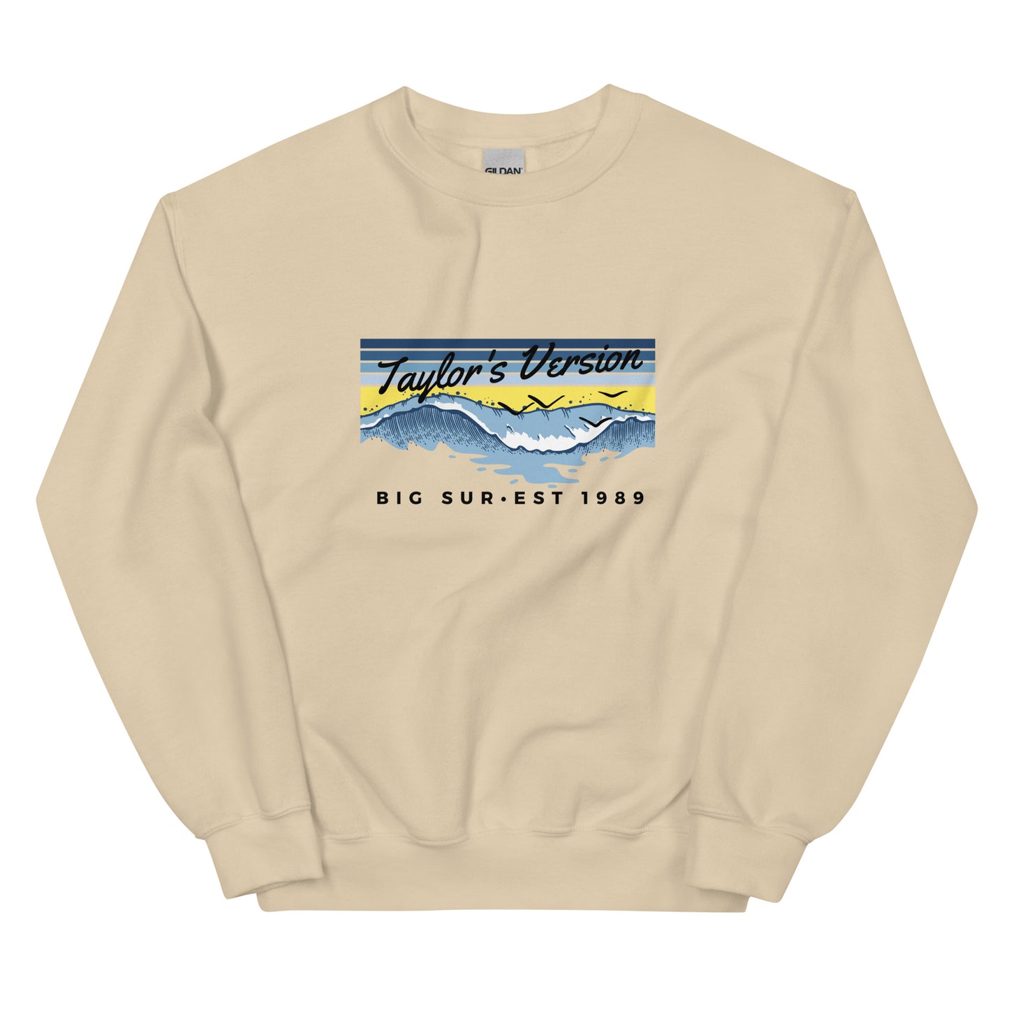 Actual Fan Made Merch: Sunrise Boulevard Yellow Edition -- 1989 Taylor's Version Big Sur Crewneck