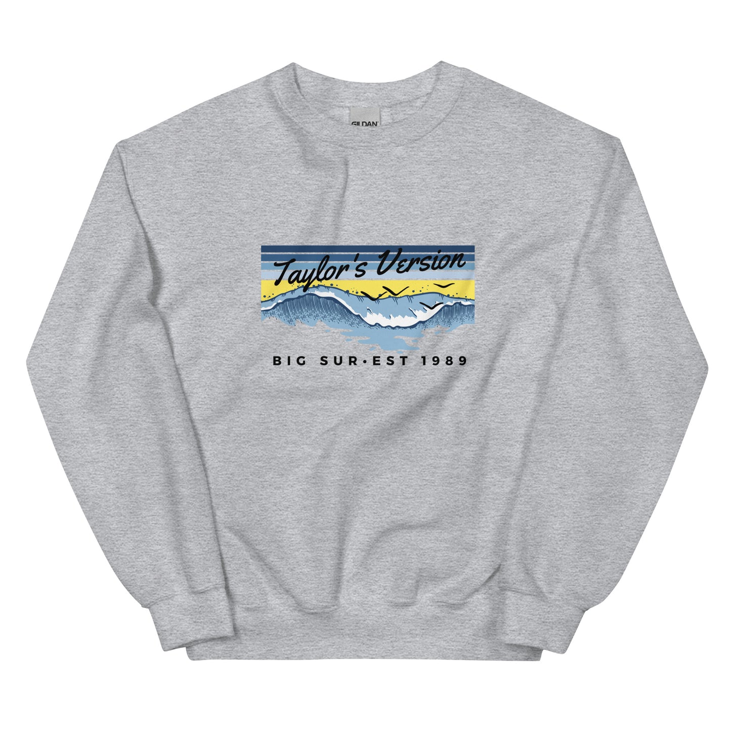 Actual Fan Made Merch: Sunrise Boulevard Yellow Edition -- 1989 Taylor's Version Big Sur Crewneck