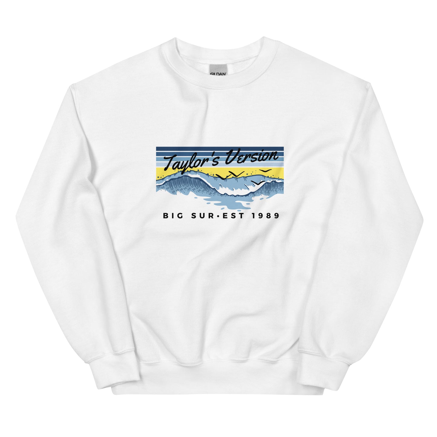 Actual Fan Made Merch: Sunrise Boulevard Yellow Edition -- 1989 Taylor's Version Big Sur Crewneck