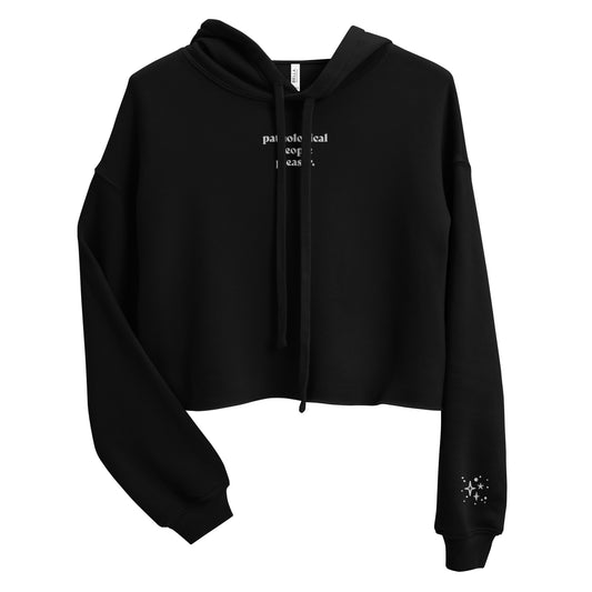 Pathological People Pleaser Cropped Hoodie With Bejeweled Sparkles on Left Wrist