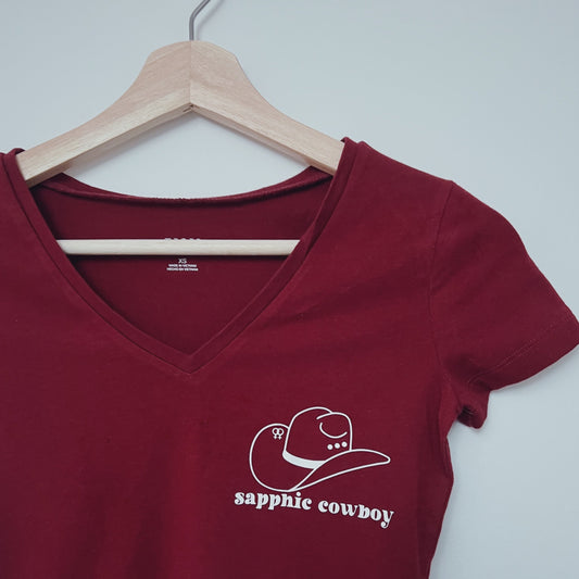 Sapphic Cowboy Red V Neck LAST CALL