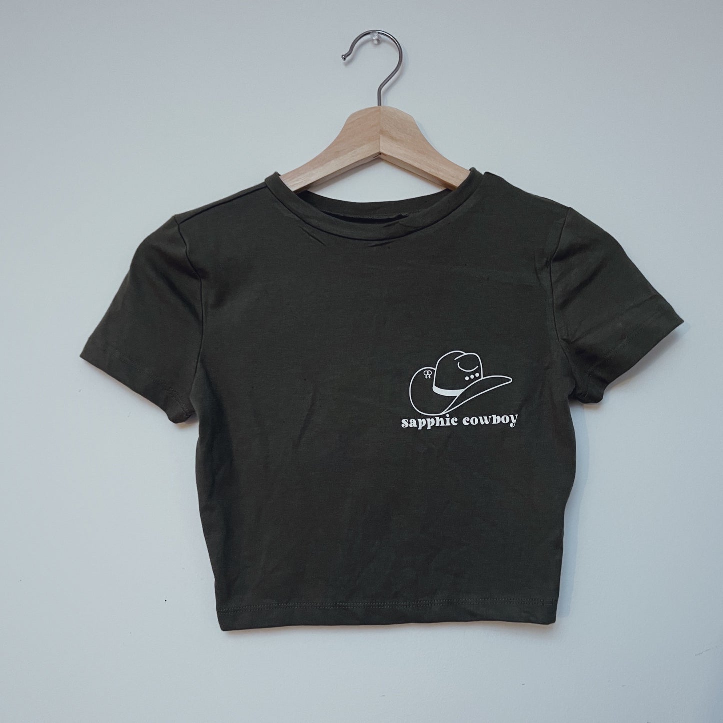 Olive Green Sapphic Cowboy Crop Top LAST CALL