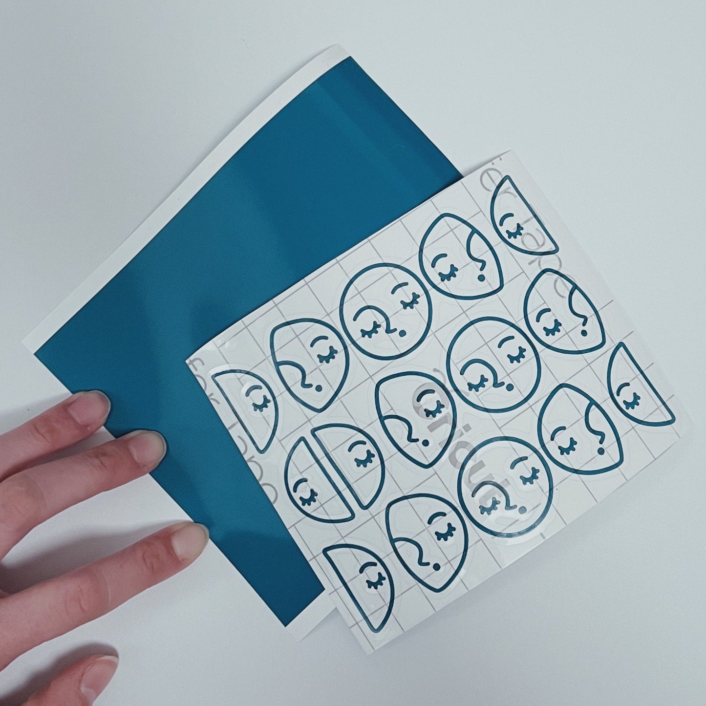 Forest Witch Moon Phases Permanent Vinyl Sticker Decal, Teal