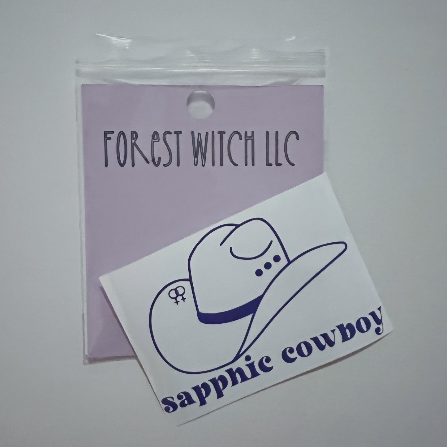 Vinyl/Permanent Sticker | Sapphic Cowboy® | Pink, Purple, Blue, Green, or White