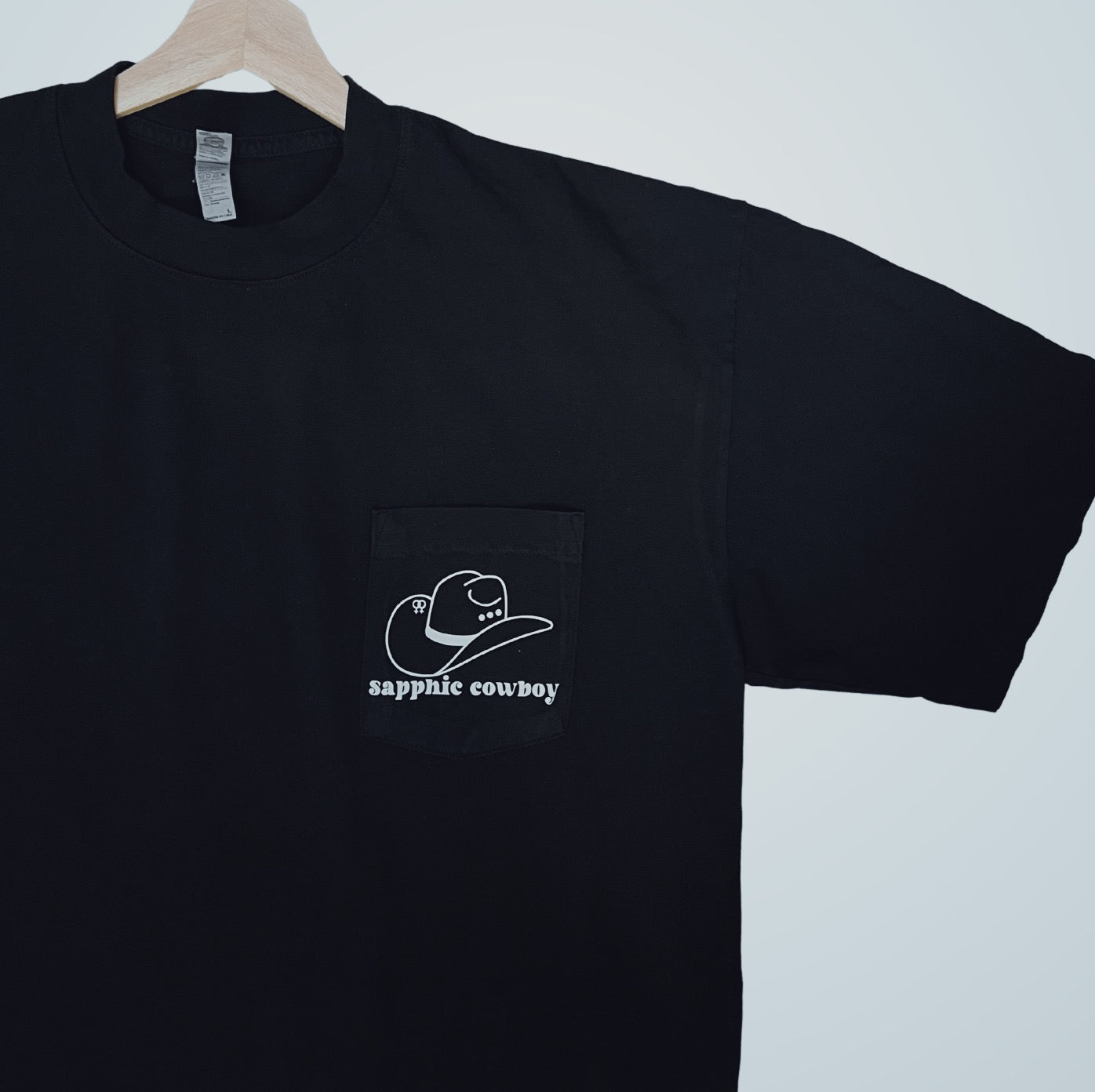 Sapphic Cowboy® x LA Apparel |Unisex Pocket Shirt Black with With Logo