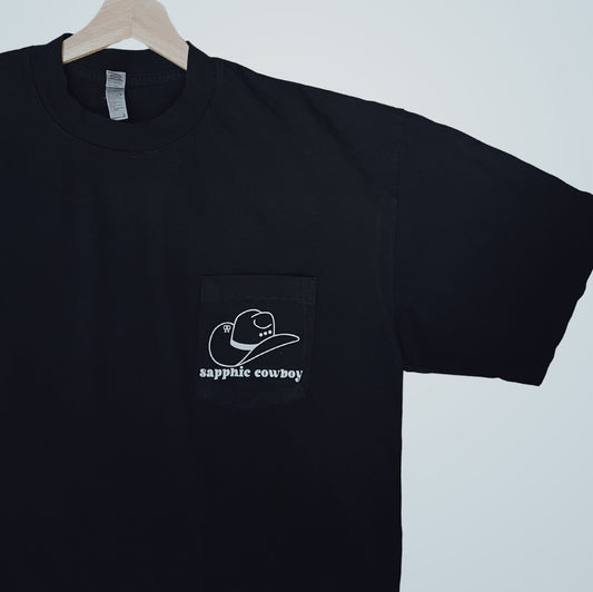 Sapphic Cowboy® x LA Apparel |Unisex Pocket Shirt Black with With Logo