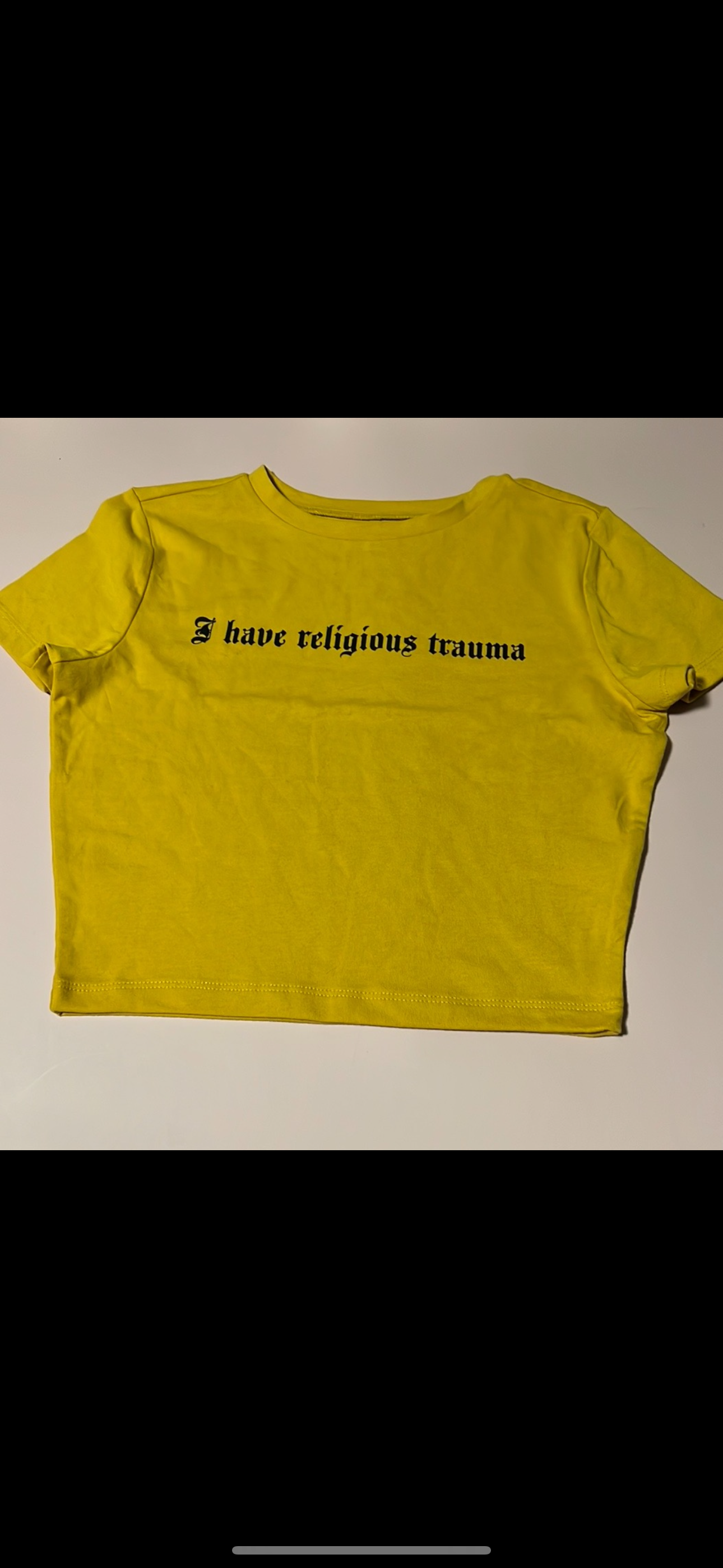 I Have Religious Trauma Mustard Yellow Crop Top | LAST CALL | Large