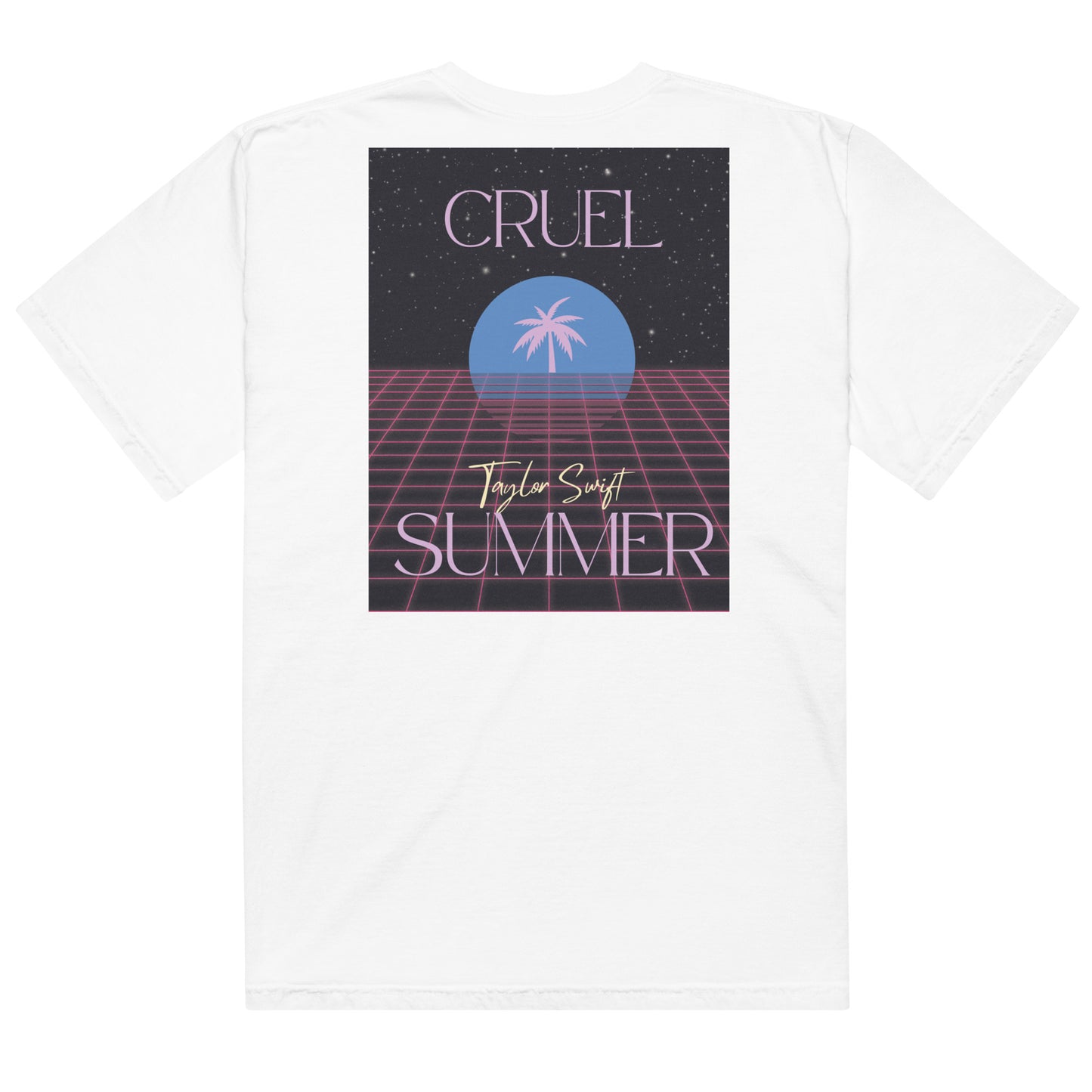 Actual Fan Made Merch: Cruel Summer 80s Cassette Tape Front and 80s Poster Back Comfort Colors Shirt