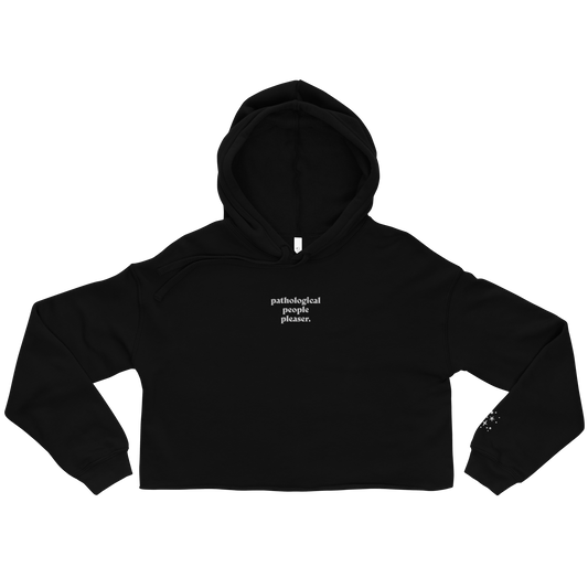 Pathological People Pleaser Cropped Hoodie With Bejeweled Sparkles on Left Wrist