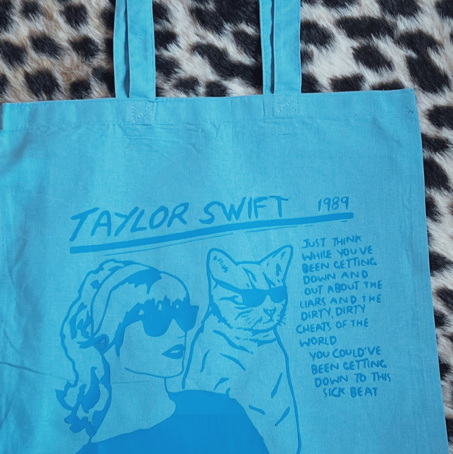 Actual Fan Made Merch: Taylor Swift Cat Tote Bag with Shake it Off Lyrics