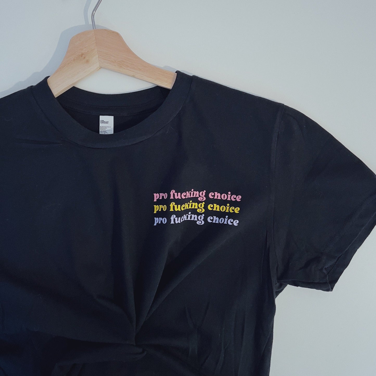 Pro Fucking Choice Crop Top with Pink, Yellow, and Purple Pocket Logo