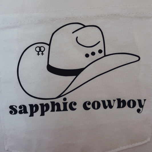 POCKET Sapphic Cowboy Unisex Black or White T Shirt