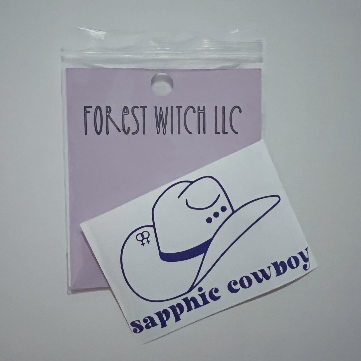 Sapphic Cowboy Permanent Vinyl Sticker in Pink, Purple, Blue, Green, or White